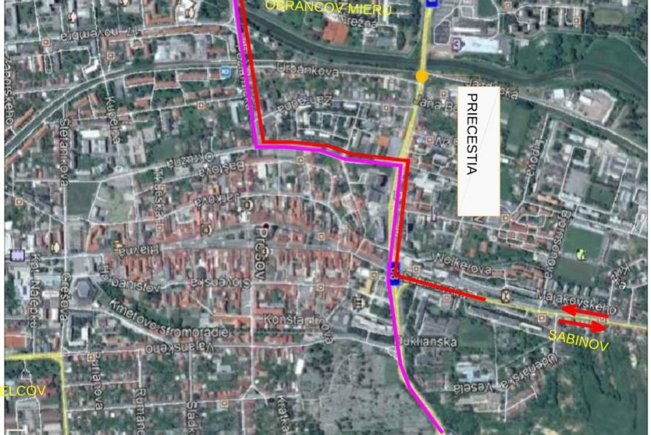 Mapka trás mesta Prešov: Začiatkom júla dôjde k úplnej uzávierke Levočskej