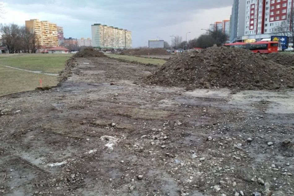 Výstavba električkovej trate v Petržalke, február 2022