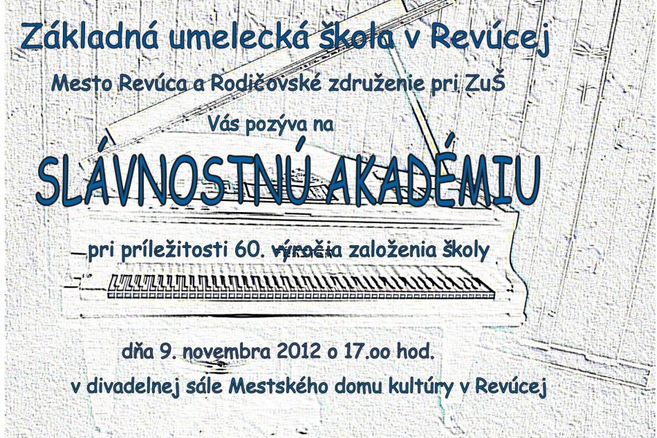 Pozvánka na slávnostnú akadémiu ZUŠ Revúca