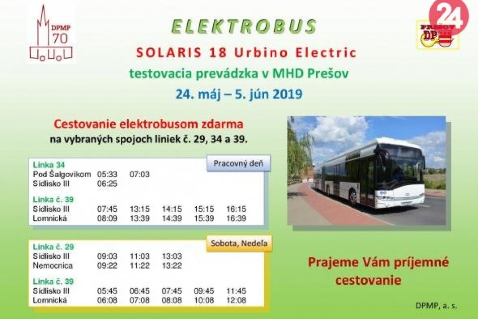 V Prešove môžete zadarmo cestovať v elektrobuse: Tu je jeho cestovný poriadok