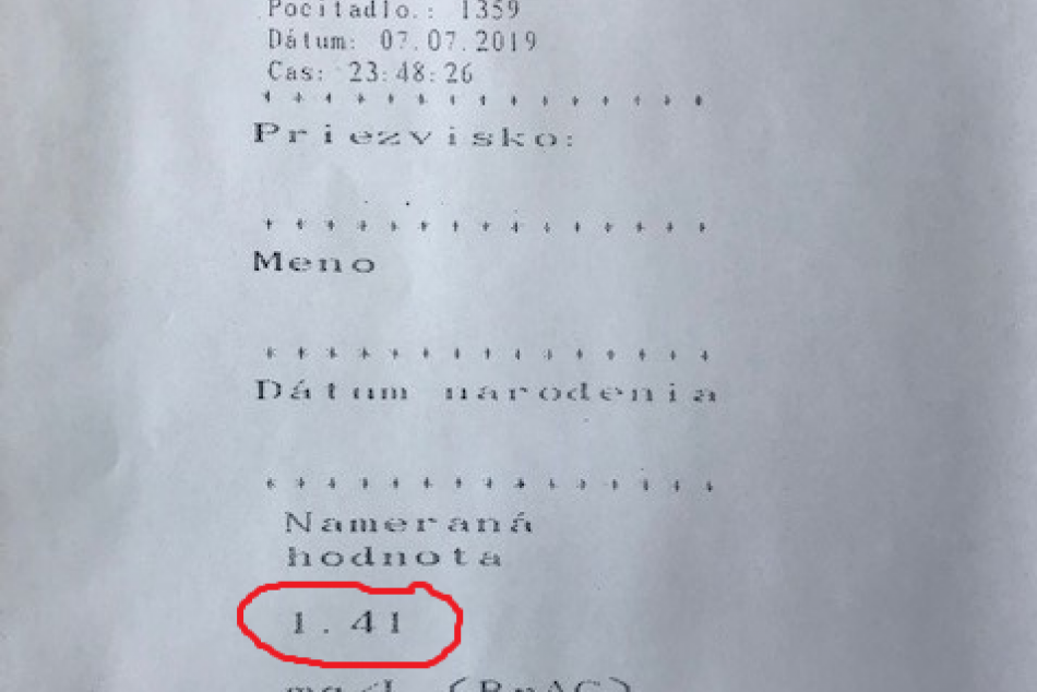 Mladý vodič nafúkal skoro tri promile