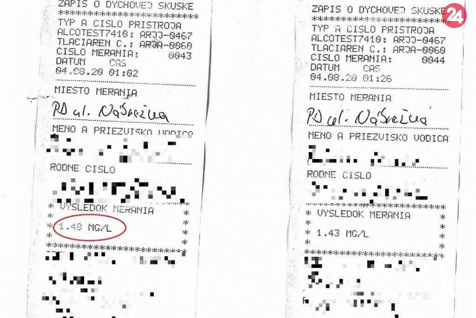 FOTO: Vodičovi v Prievidzi namerali viac ako tri promile alkoholu