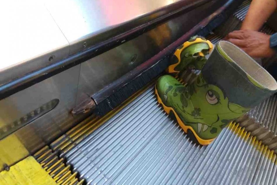 Abomination on an escalator in a store